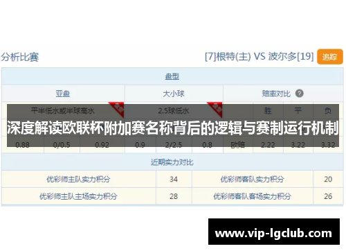 深度解读欧联杯附加赛名称背后的逻辑与赛制运行机制 深度解读欧联杯附加赛名称背后的逻辑与赛制运行机制